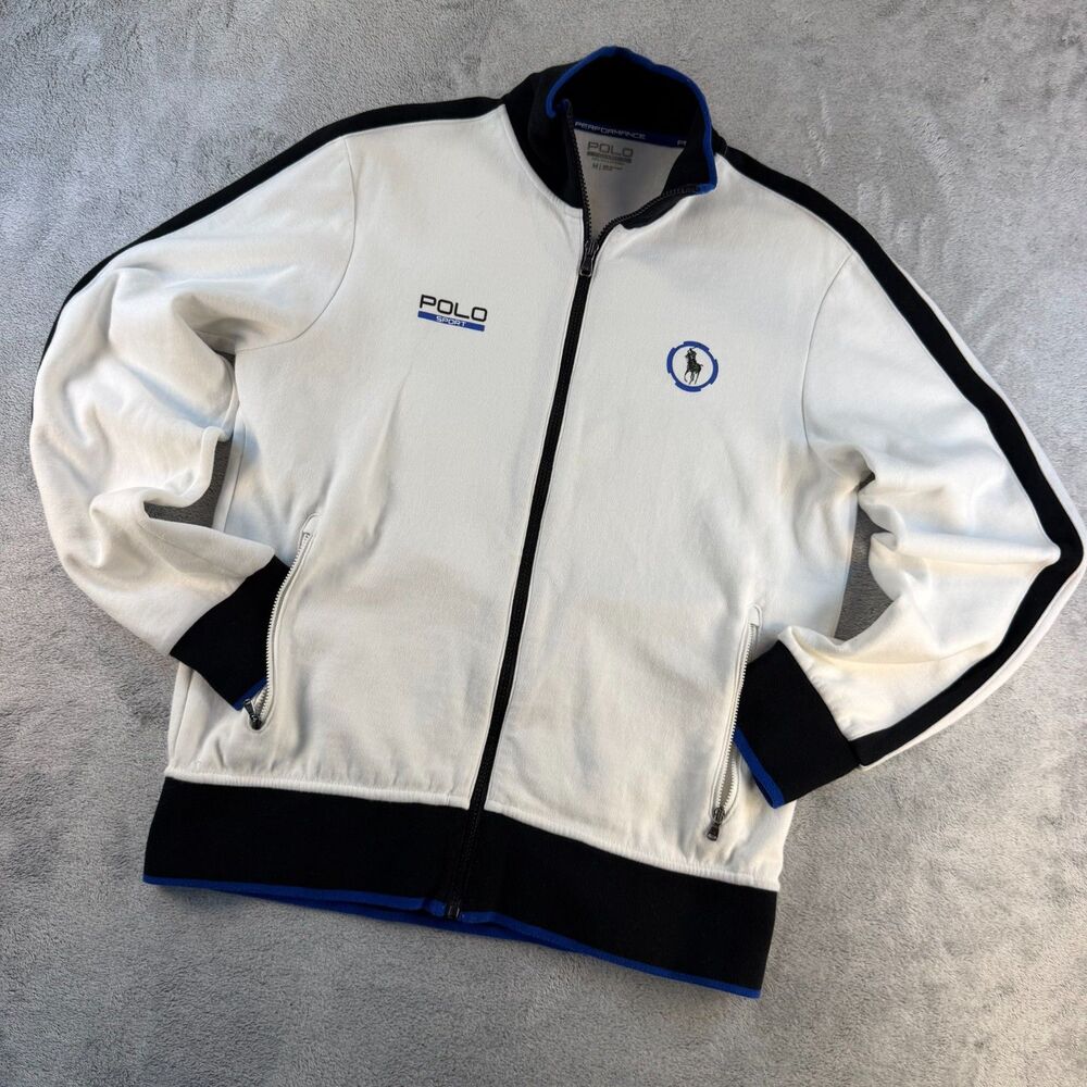 Polo Sport Ralph Lauren Performance Track Jacket Size M White Black Full Zip
